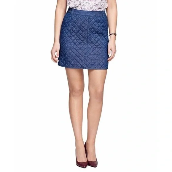 Brooks Brothers Denim Quilted Skirt 10 - Picture 4 of 9